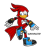 Size: 540x603 | Tagged: safe, artist:sonic-and-the-true-king-blog, oc, oc:arc the kite, bird, 2019, armpads, backwards v sign, chest fluff, fur markings, kneepads, looking at viewer, male, oc only, red kite, simple background, smile, solo, transparent background, uekawa style, v sign