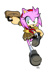 Size: 727x1031 | Tagged: safe, artist:nextgrandcross, amy rose, hedgehog, female, green eyes, loafers, pink fur, schoolgirl outfit, shirt, skirt, socks