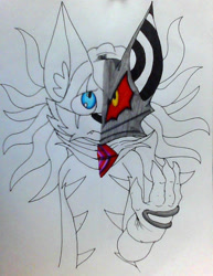 Size: 720x935 | Tagged: safe, artist:xisou, infinite the jackal, phantom ruby, solo, traditional media, two sides