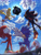 Size: 1800x2400 | Tagged: safe, artist:azizdraws, knuckles the echidna, miles "tails" prower, robotnik, shadow the hedgehog, sonic the hedgehog, 2021, backlighting, clouds, daytime, eggmobile, flying, from behind, from below, group, mid-air, outdoors, signature, spinning tails