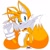 Size: 736x736 | Tagged: dead source, safe, artist:toxicsoul77, miles "tails" prower, blushing, hands behind back, looking at viewer, signature, simple background, smile, solo, white background