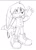 Size: 613x840 | Tagged: safe, artist:papagabu, kit the fennec, 2025, alternate universe, au:metal breakers, line art, looking at viewer, monochrome, simple background, smile, smiling at viewer, solo, standing, waving, waving at viewer, white background