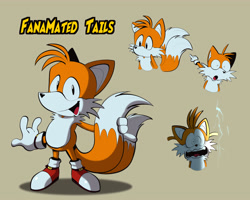 Size: 5250x4200 | Tagged: safe, artist:fanamationda, miles "tails" prower, 2024, beige background, classic tails, simple background, smile, solo