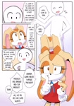 Size: 1260x1800 | Tagged: safe, artist:blaaki, cream the rabbit, oc, oc:anon, human, rabbit, comic:after school bun time, babysitting, comic, dialogue, female, hmm, human male, male, thinking