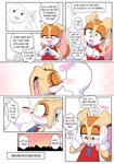 Size: 1260x1800 | Tagged: suggestive, artist:blaaki, cream the rabbit, oc, oc:anon, human, rabbit, comic:after school bun time, babysitting, blushing, comic, dialogue, female, human male, human on mobian action, interspecies, kiss, kiss on lips, male