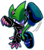 Size: 800x913 | Tagged: safe, artist:sonicwiki, scourge the hedgehog, hedgehog, blue eyes, claws, fingerless gloves, green fur, jacket, kicking, male, missing accessory, outline, pawpads, punching, shoes, simple background, solo, transparent background