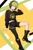 Size: 512x768 | Tagged: safe, ai art, vector the crocodile, human, asymmetrical legwear, boots, green hair, headphones, humanized, male, shirt, shorts, single leg pantyhose, solo, yellow eyes