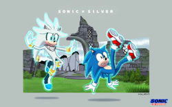 Size: 1280x800 | Tagged: safe, artist:jame5rheneaz, silver the hedgehog, sonic the hedgehog