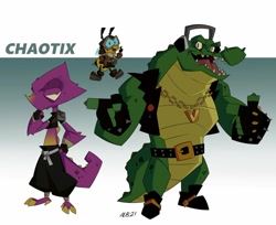 Size: 1342x1095 | Tagged: safe, artist:geekyanimator, charmy bee, espio the chameleon, vector the crocodile