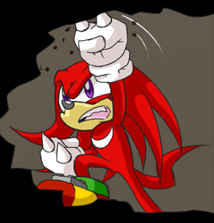 Size: 765x800 | Tagged: safe, artist:tanzillaaaa, knuckles the echidna, echidna, gloves, male, purple eyes, red fur, shoes