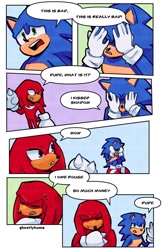 Size: 1331x2048 | Tagged: safe, artist:ghostlykuma, knuckles the echidna, sonic the hedgehog