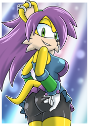 Size: 950x1350 | Tagged: suggestive, artist:sonicguru, mina mongoose, mongoose, butt, female, solo