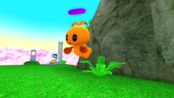 Size: 1366x768 | Tagged: safe, artist:undeadponysoldier, chao, sonic adventure 2, chao garden, chaobetes, cute, flying, garry's mod, gmod, happy, hero chao, hero chao garden, solo