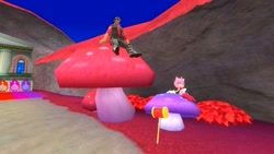 Size: 1366x768 | Tagged: safe, artist:undeadponysoldier, amy rose, sonic the hedgehog, hedgehog, human, 3d, chao race, crossover, female, garry's mod, gmod, male, mushroom, piko piko hammer, sniper, team fortress 2