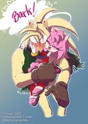 Size: 1623x2278 | Tagged: safe, artist:virginiebl96582, amy rose, bark the polar bear