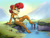 Size: 1920x1440 | Tagged: safe, artist:shieltar, cream the rabbit, sally acorn, sonic the hedgehog, giantess, macro