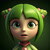 Size: 1024x1024 | Tagged: safe, ai art, artist:doctor_robotskeez, cosmo the seedrian, human, female, females only, freckles, green background, green eyes, humanized, looking at viewer