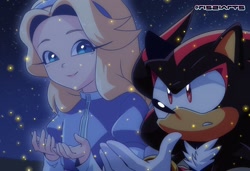 Size: 1680x1146 | Tagged: safe, artist:artsriszi, maria robotnik, shadow the hedgehog, hedgehog, human, duo, female, male