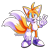 Size: 1500x1500 | Tagged: safe, artist:sonicpridecorner, miles "tails" prower, alternate version, border, cute, limited palette, looking at viewer, nonbinary, nonbinary pride, one fang, outline, pride, signature, simple background, smile, solo, solo nonbinary, standing, transparent background, v sign