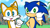 Size: 2376x1324 | Tagged: safe, artist:cmors12, miles "tails" prower, sonic the hedgehog, green hill zone, 2024, abstract background, clenched fist, clouds, daytime, duo, flat colors, looking at viewer, loop, mouth open, open mouth, open smile, outdoors, palm tree, pointing, smile, smiling at viewer, youtube link in description