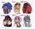 Size: 2031x1668 | Tagged: safe, artist:graves-yard, amy rose, knuckles the echidna, miles "tails" prower, shadow the hedgehog, silver the hedgehog, sonic the hedgehog, human, bust, character name, dark skin, frown, group, humanized, jacket, looking offscreen, overalls, scarf, shirt, smile, tan skin