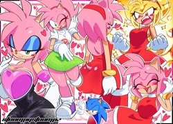 Size: 1440x1036 | Tagged: safe, artist:stoompystoompz, amy rose, sonic the hedgehog, hedgehog, female
