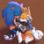 Size: 1440x1440 | Tagged: safe, artist:m27pb, miles "tails" prower, nine, sonic the hedgehog, age difference, brown background, duo, eyes closed, gay, holding each other, nine x sonic, shipping, simple background, sonic x tails