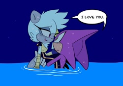 Size: 2048x1431 | Tagged: safe, artist:fernsstories, espio the chameleon, tangle the lemur, lemur, chameleon, dialogue, duo, english text, espio x tangle, shipping, straight