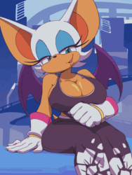 Size: 750x1000 | Tagged: suggestive, artist:twistedgrimtv, rouge the bat, huge breasts, pasties, shirt lift, wide hips