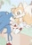 Size: 800x1100 | Tagged: safe, artist:n9443863741130, miles "tails" prower, sonic the hedgehog, 2025, abstract background, age difference, daytime, duo, flat colors, gay, looking at each other, outdoors, shipping, sonic x tails