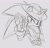 Size: 1600x1549 | Tagged: safe, artist:sereontea, sonic the hedgehog, 2025, alternate universe, cowboy hat, greyscale, gun, holding something, looking at viewer, monochrome, pencilwork, revolver, sheriff outfit, signature, sketch, solo, traditional media