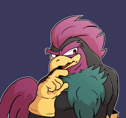Size: 2048x1918 | Tagged: safe, artist:dragon-crime, 2025, chicken, don the rooster, gradient background, looking offscreen, male, missing accessory, mouth open, outline, solo