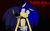 Size: 1710x1054 | Tagged: semi-grimdark, suggestive, artist:sonikclassik, sonic the hedgehog, oc, oc:sonic.exe, 2013, biting, black background, black sclera, bleeding, bleeding from eyes, blood, clenched teeth, crying, dialogue, duo, english text, head tilt, holding them, injured, self paradox, shrunken pupils, simple background, tears