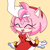 Size: 1080x1080 | Tagged: artist needed, safe, amy rose, hedgehog, human, ambiguous gender, amybetes, blushing, cute, disembodied hand, female, hand, happy, headpats, male, petting, simple background, wagging tail, yellow background
