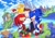 Size: 2048x1448 | Tagged: safe, artist:drawloverlala, knuckles the echidna, miles "tails" prower, sonic the hedgehog, echidna, fox, hedgehog, human, 2024, best friends, group hug, hugging, human male, human on mobian snuggling, knucklebetes, male, sonabetes, tailabetes