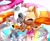 Size: 2048x1687 | Tagged: safe, artist:buddyhyped, tangle the lemur, whisper the wolf, lemur, wolf, 2025, confetti, cute, duo, english text, eyes closed, female, fishnets, lesbian, lesbian pride, pride, shipping, smile, standing, tangle x whisper
