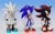 Size: 2048x1265 | Tagged: safe, artist:ladylunanova, shadow the hedgehog, silver the hedgehog, sonic the hedgehog, hedgehog, 2025, 3d, frown, gradient background, looking offscreen, male, smile, standing, trio