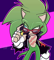 Size: 727x807 | Tagged: safe, artist:scourgefrontier, scourge the hedgehog, hedgehog, glasses, jacket, male, solo