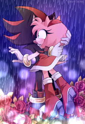 Size: 990x1441 | Tagged: safe, artist:scruffiberri, amy rose, shadow the hedgehog