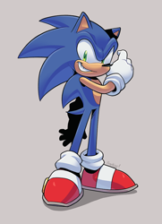 Size: 690x952 | Tagged: safe, artist:scourgefrontier, sonic the hedgehog, hedgehog, blue fur, gloves, green eyes, male, shoes, socks