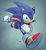 Size: 794x856 | Tagged: safe, artist:scourgefrontier, sonic the hedgehog, hedgehog, blue fur, gloves, green eyes, male, running, shoes, socks, solo