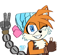 Size: 871x787 | Tagged: safe, artist:sonicpridecorner, miles "tails" prower, sails, 2025, flat colors, looking at viewer, signature, simple background, smile, solo, thumbs up, transgender, transmasc pride, transmasculine, transparent background, v sign, wink