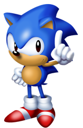 Size: 592x908 | Tagged: safe, artist:tokeitime, sonic the hedgehog, 2011, classic sonic, looking at viewer, pointing, redraw, simple background, smile, solo, sonic the hedgehog 3, sonic the hedgehog 3 hd, standing, transparent background