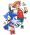 Size: 1010x1183 | Tagged: safe, artist:findourfuture, chris thorndyke, sonic the hedgehog, hedgehog, human, 2025, duo, looking at viewer, male, outline, signature, simple background, smile, sparkles, transparent background
