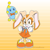 Size: 1500x1500 | Tagged: safe, artist:lunarozza, cheese (chao), cream the rabbit, chao, abstract background, duo, neutral chao
