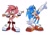 Size: 3323x2309 | Tagged: safe, artist:melodyclerenes, amy rose, sonic the hedgehog, duo, gender swap
