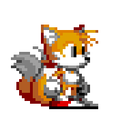 Size: 192x192 | Tagged: safe, artist:scarlettjett34, artist:shinbs, miles "tails" prower, sonic cd, 2022, animated, classic tails, gif, idle, simple background, solo, sprite, standing, transparent background, yawning