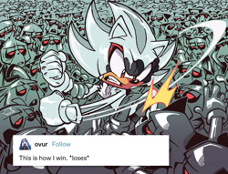 Size: 1071x819 | Tagged: safe, editor:nervouswreck-96, shadow the hedgehog, 2025, clenched teeth, edit, edited screencap, english text, group, meme, punching, screencap, text, tumblr, zombot
