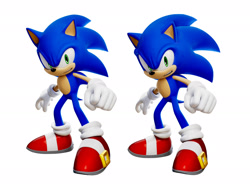 Size: 2048x1520 | Tagged: safe, editor:thatbirdguyy, sonic the hedgehog, 2025, 3d, clenched fist, clenched teeth, edit, looking at viewer, official artwork, official render, simple background, solo, standing, white background