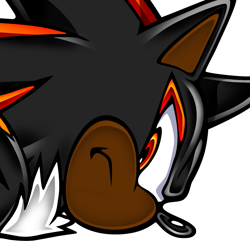 Size: 1251x1204 | Tagged: safe, artist:blackeditsgalore, artist:yuji uekawa, editor:blackeditsgalore, shadow the hedgehog, 2023, black edit, dark skin, edit, frown, icon, looking at viewer, simple background, solo, transparent background, uekawa style